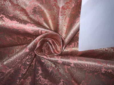 Silk Brocade fabric floral Jacquard x metallic silver 44" wide BRO955 available in 3 colors peach, silver grey  and pink