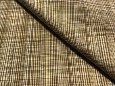 100% PURE SILK TAFFETA FABRIC MICRO PLAIDS shades of brown 54" wide TAFNEWC7roll