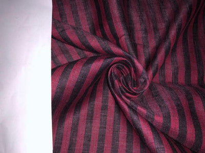 100% Linen stripe 60's Lea Fabric 58" wide available in two colors lilac/ grey and burgundy/black