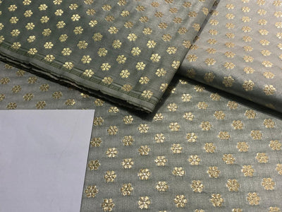 Brocade Fabric with metallic gold small flower motif Jacquard 44" WIDE BRO982 available in 4 colors peach,sea foam,pistachio and silver grey