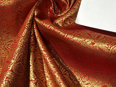 Silk Brocade fabric 44" wide INTRICATE JACQUARD available in 10 colors pink,gold,black,dark magenta,red,parot green,orange,royal blue,mango and burgandyBRO995