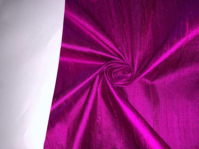 100% PURE SILK DUPIONI FABRIC MAGENTA color 44" wide WITH SLUBS MM125[3]