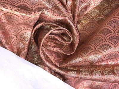 Silk Brocade fabric MOTIF with subtle gold jacquard available in 3 colors dark peach ,pastel peach and ivory BRO992[4/5/6]