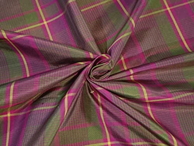 SILK Taffeta FABRIC Green Pink color plaids TAFC38[1]