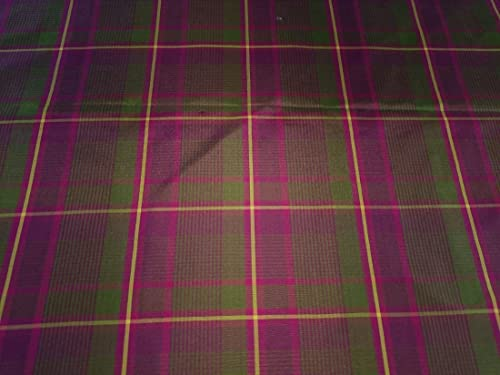 SILK Taffeta FABRIC Green Pink color plaids TAFC38[1]