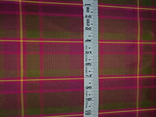 SILK Taffeta FABRIC Green Pink color plaids TAFC38[1]