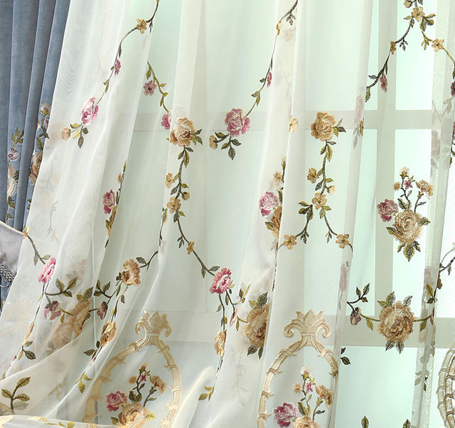 100% Dupioni SILK  fabric 110" wide IVORY WITH FLORAL EMBROIDERY [DUPEMB68_110"EMB]