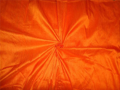 100% PURE SILK DUPIONI FABRIC BRIGHT ORANGE colour 54&quot; wide WITH SLUBS*