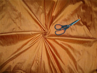 100% PURE SILK DUPIONI FABRIC DEEP MARINE ORANGE colour 54&quot; wide WITH SLUBS*