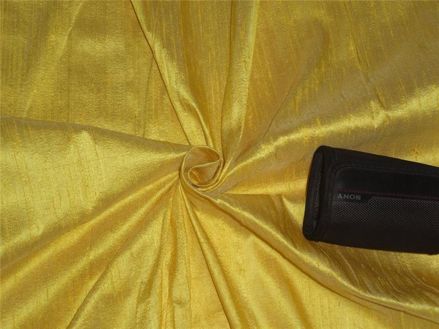 100% PURE SILK DUPIONI FABRIC DULL SUNSHINE YELLOW colour 54&quot; wide WITH SLUBS*MM68[2]