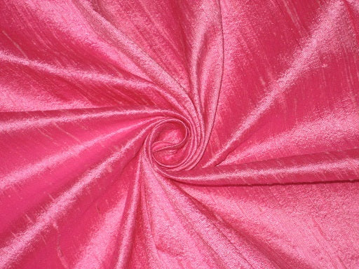 PURE SILK Dupioni FABRIC NEON PINK STUNNING NEW COLLECTION with slubs MM7[6]