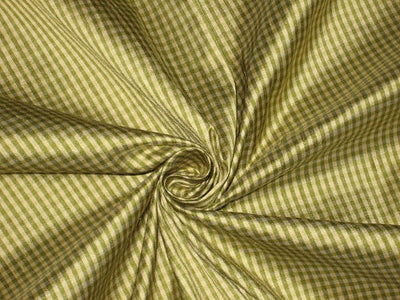 Silk Dupioni Green & Golden Cream color plaids Fabric DUP#C59[1]