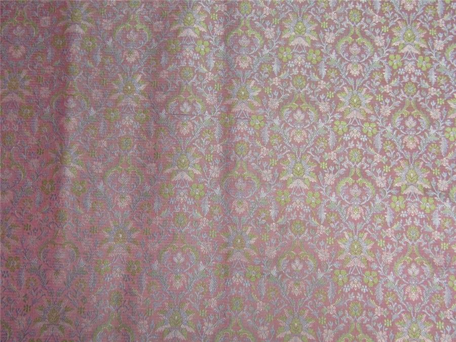 Silk Brocade Fabric pink lavender x green color 44&quot;