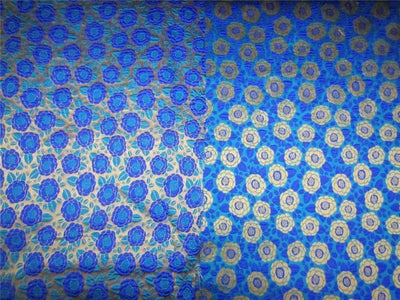 Reversible Brocade fabric turquoise/royal blue x gold color 46" wide BRO612[3]