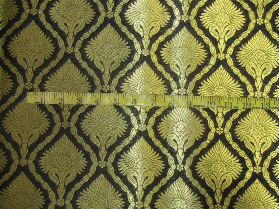 silk brocade fabric black x metallic gold 44&quot;