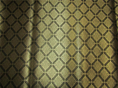 silk brocade fabric black x metallic gold 44&quot;wide