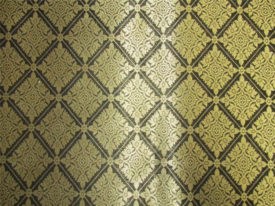 silk brocade fabric black x metallic gold 44&quot;wide