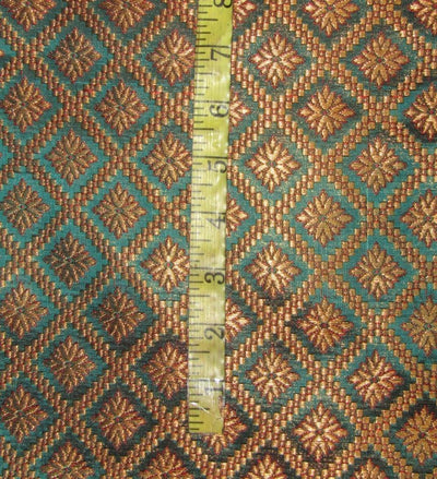 Brocade fabric green,red x metallic gold color 44&quot;wide