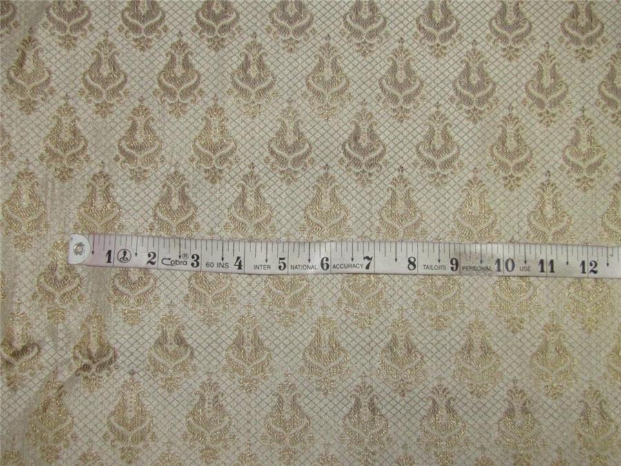 Brocade fabric ivory x metallic gold color 44&quot; wide