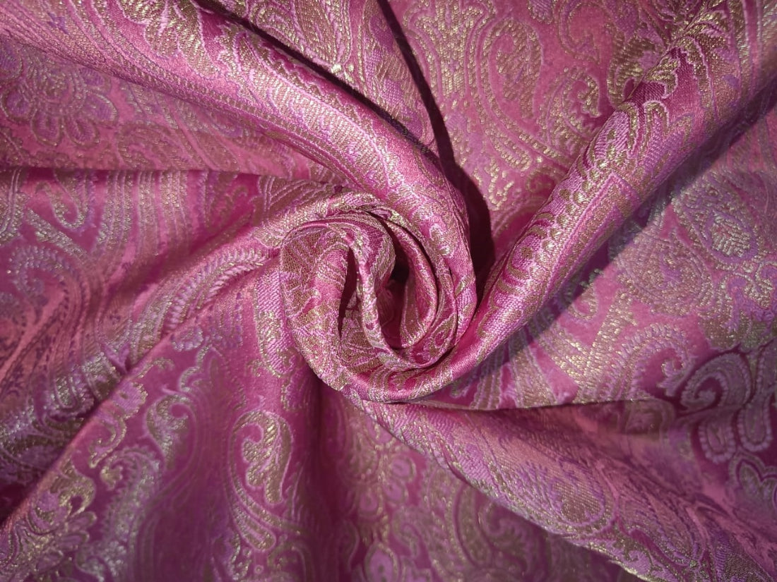 Silk Brocade fabric 44" wide BRO831 available in 8 colors [GREEN/ROSE PINK/RED/BISCUIT BEIGE/ EMRELED GREEN/PINK/ORANGE/ ELECTRIC BLUE]