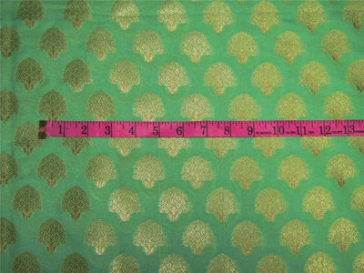 Brocade fabric pista green x metallic gold color 44&quot; wide