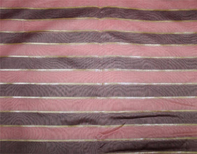 cotton chanderi fabric stripe baby pink /lavender &amp; metallic gold 44&quot; wide