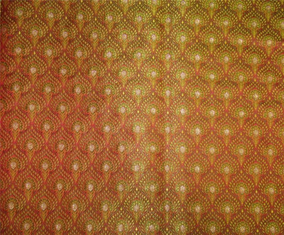 Silk brocade fabric red/green/yellow &amp; metallic gold 44" wide BRO657[2]