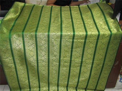 Brocade border fabric green x metallic gold color 44" wide BRO658[3]