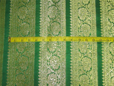 Brocade border fabric green x metallic gold color 44" wide BRO658[3]