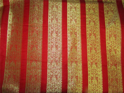 Brocade border fabric red x metallic gold color 44" wide BRO658/BRO946 available in 4 colors bright red ,red green and black