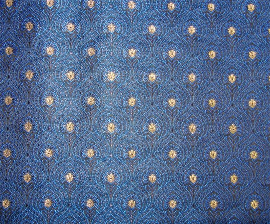 Silk brocade fabric blue / black &amp; metallic gold 44" wide BRO657[3]