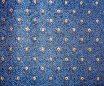 Silk brocade fabric blue / black &amp; metallic gold 44" wide BRO657[3]