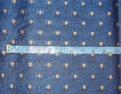 Silk brocade fabric blue / black &amp; metallic gold 44" wide BRO657[3]