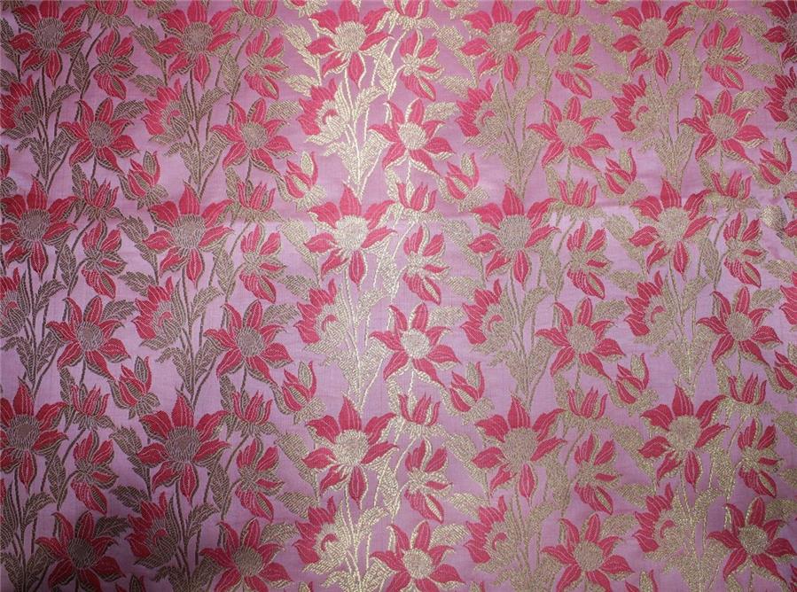 Silk Brocade Fabric baby pink/pink and metallic gold 44" wide BRO659[4]