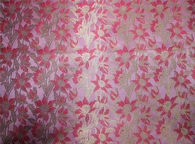 Silk Brocade Fabric baby pink/pink and metallic gold 44" wide BRO659[4]