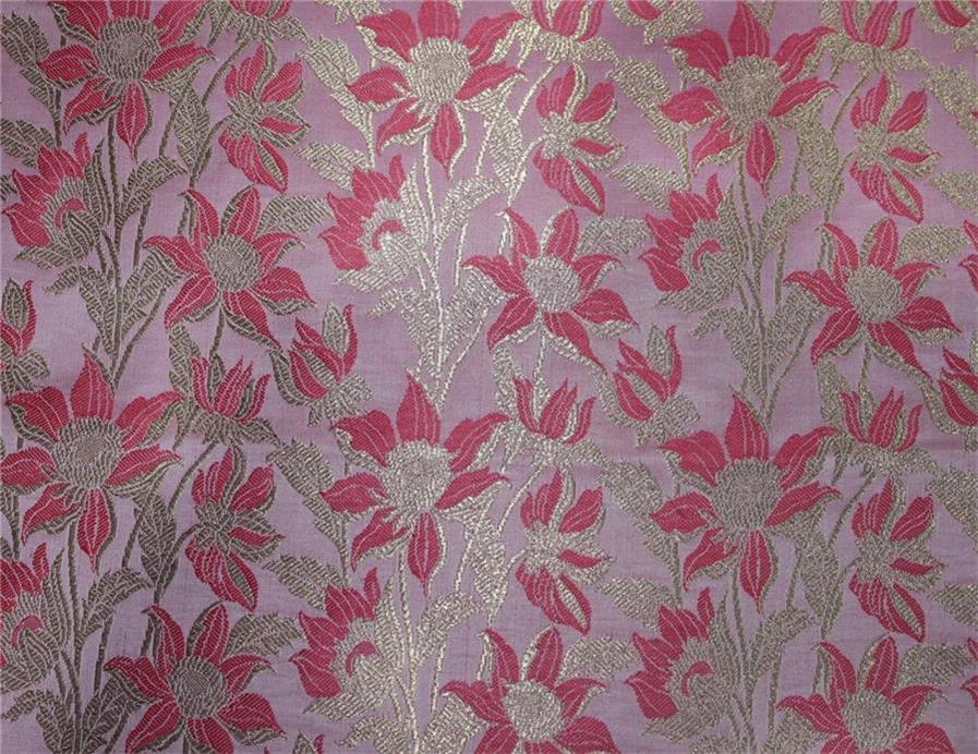 Silk Brocade Fabric baby pink/pink and metallic gold 44" wide BRO659[4]