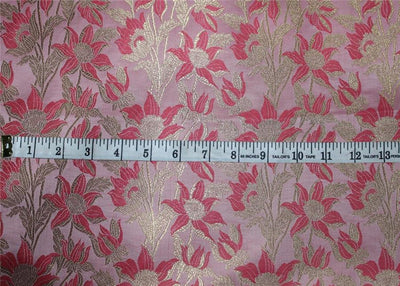 Silk Brocade Fabric baby pink/pink and metallic gold 44" wide BRO659[4]