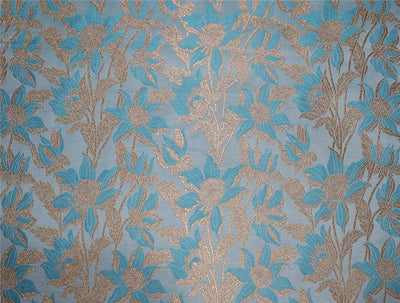 Brocade fabric blue x metallic gold color 44" wide BRO659[5]