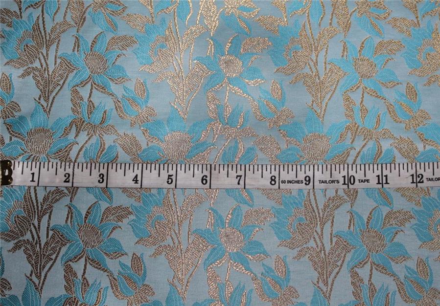 Brocade fabric blue x metallic gold color 44" wide BRO659[5]