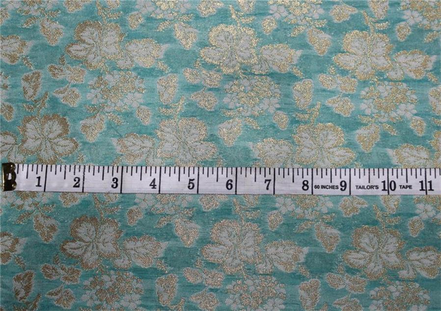 Brocade fabric sea green x metallic gold color 44" wide BRO659[1]