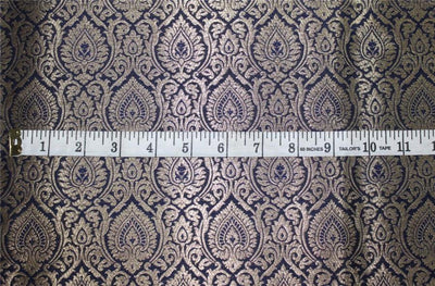 Brocade fabric navy blue x metallic gold color 44" wide Bro662A[1]