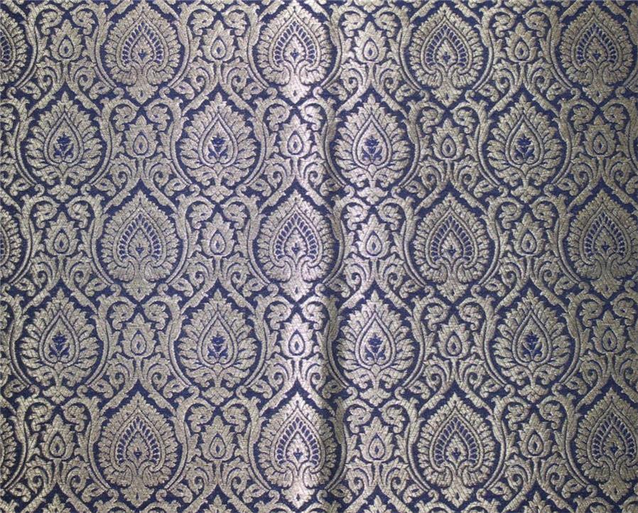 Brocade fabric navy blue x metallic gold color 44" wide Bro662A[1]