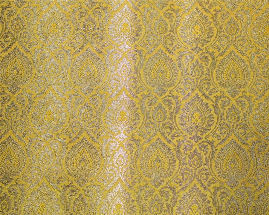 Brocade fabric yellow x metallic gold color 44" wide Bro662A[2]