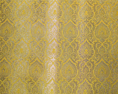 Brocade fabric yellow x metallic gold color 44" wide Bro662A[2]