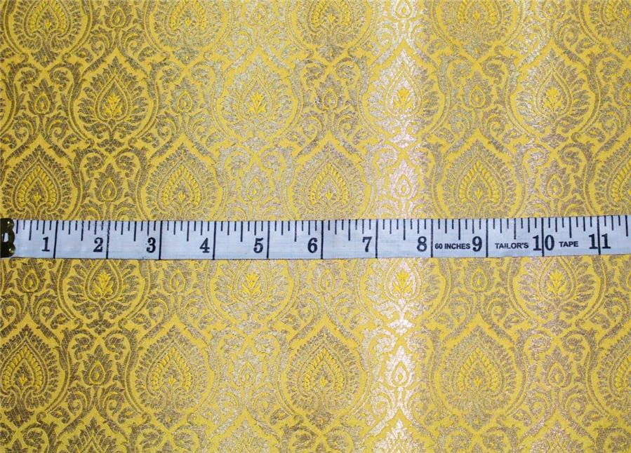 Brocade fabric yellow x metallic gold color 44" wide Bro662A[2]