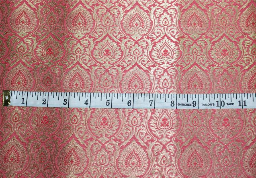 Brocade fabric candy pink x metallic god color 44" wide Bro662A[4]