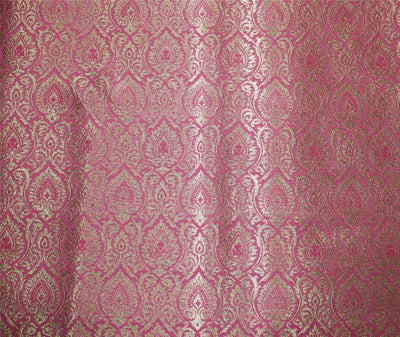 Brocade fabric party pink x metallic gold color 44" wide Bro662B[1]