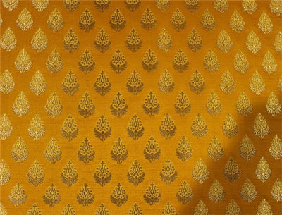 Brocade fabric deep yellow x metallic gold color 44" wide BRO668[4]