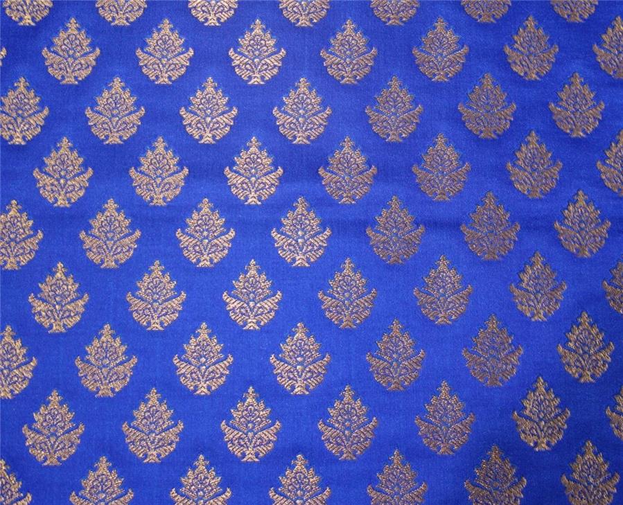 Brocade fabric royal blue x metallic gold color 44" wide bro668[3]