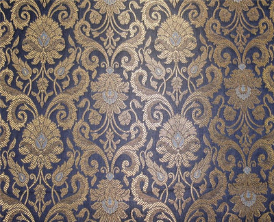 Brocade fabric navy blue x metallic gold color 44" wide Bro668[2]